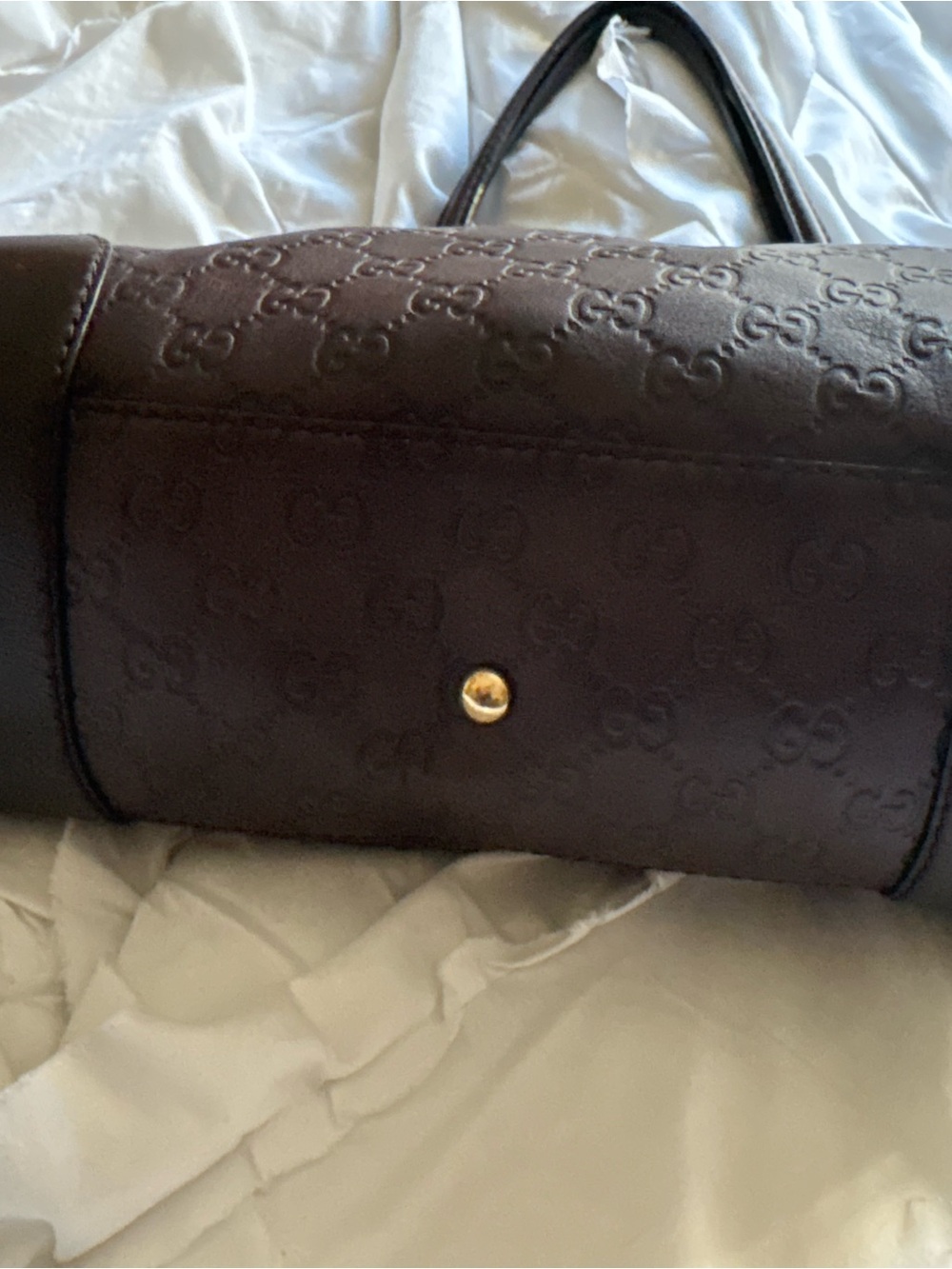 Gucci Brown GG Monogram Shoulder Bag with Gold Accents - Picture 5 of 8